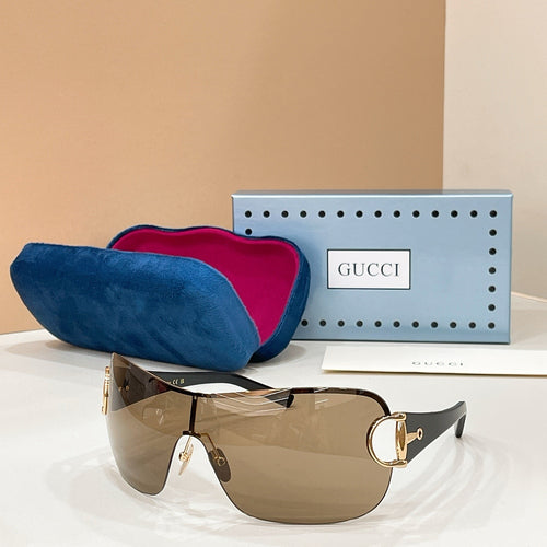 Gucci-Horsebit Shield Rimless Sunglasses