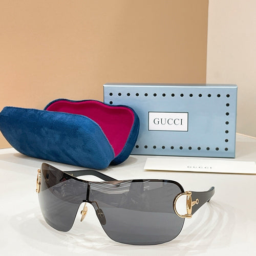 Gucci-Horsebit Shield Rimless Sunglasses