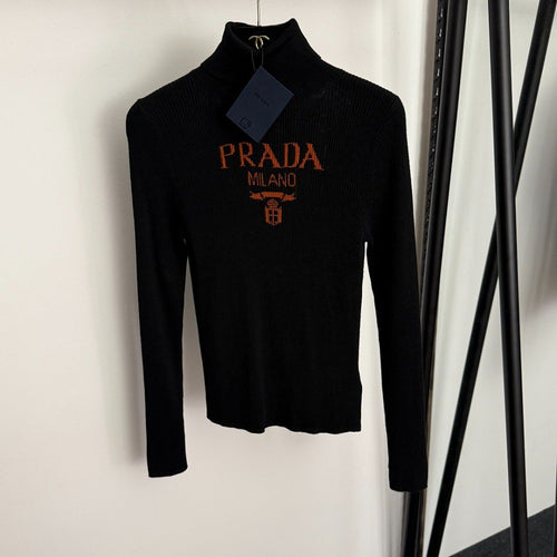 Prada “Milano Luxe Sculpt” Ribbed Turtleneck Knit —