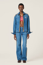 Miu Miu “Denim Atelier Linea” Contrast-Trim Jacket & Tailored Jean Set — S–L