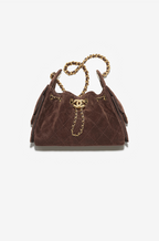 Chanel “Cacao Cabas” Quilted Suede Drawstring Mini Bag — Chocolate