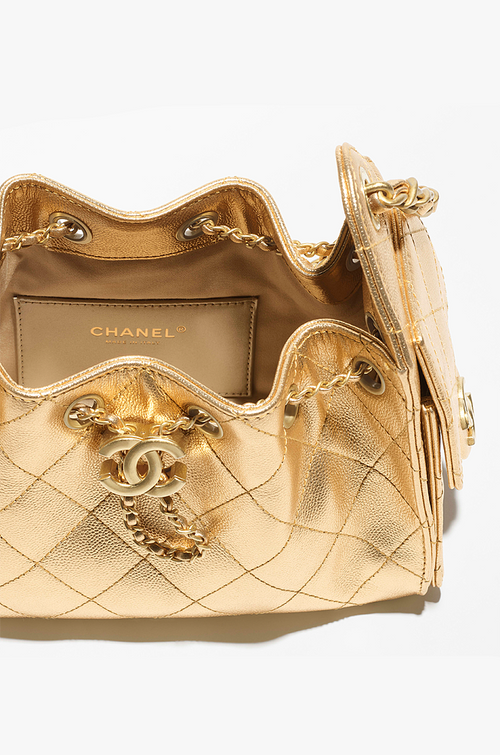 Chanel “Or Lumière” Metallic Gold Drawstring Mini Shoulder Bag