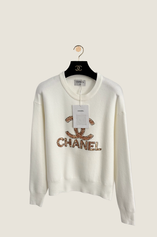 Chanel Lumière Rosée Sequin Emblem Knit — One Size