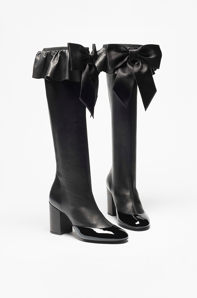 Chanel “Ruffle Royale” Patent-Toe Leather Knee Boots – Luxe Living