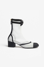 Chanel “Élégance Aérienne” Mesh Bow Ankle Boot – Black & Ivory (Sizes 36–41)