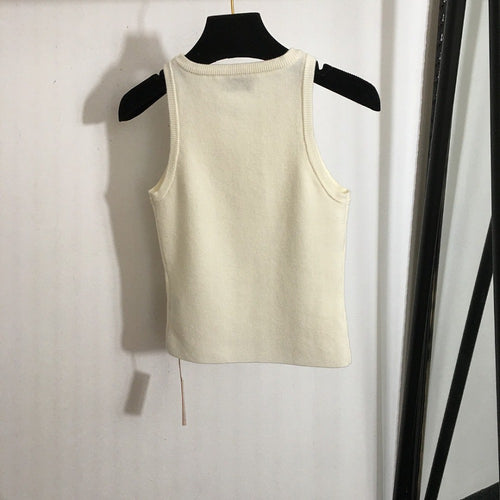 Miu Miu Embellished Logo Knit Tank Top