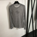 Miu Miu Sheer Logo Long Sleeve Top