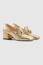GUCCI “Aurum Classica” Metallic Gold Horsebit Block-Heel Loafer (36–42)