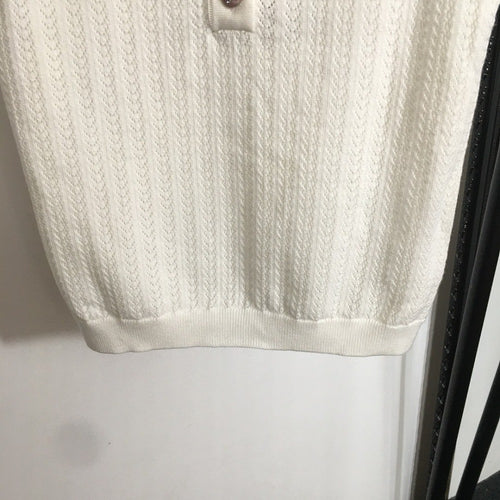 Chanel Knit Sleeveless Top with Contrast Collar – Black & Ivory