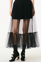 Chanel “Voile Nocturne” Layered Tulle Midi Skirt — Black (S–L)