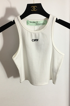 Off-White Ribbed Cropped Tank Top