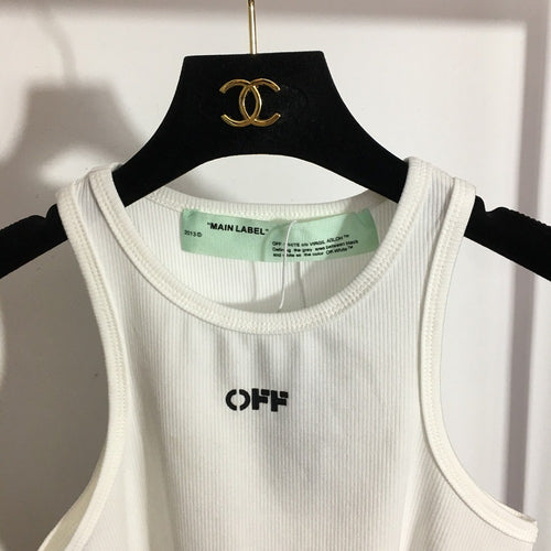 Off-White Ribbed Cropped Tank Top