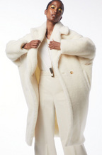 Max Mara “Orsetto Bianca” Iconic Teddy Wool Coat — Ivory