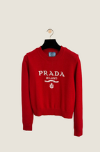 Prada Milano Scarlet Crest Wool Sweater — S-L