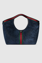 Gucci “Velvet Jackie Eclipse” GG Suede Hobo Tote – Navy