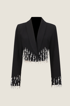 Lumière Cascade” Crystal-Drenched Cropped Tuxedo Jacket