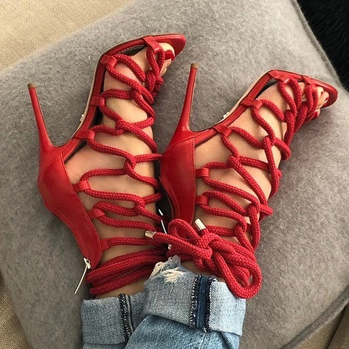 'Cliree' Leather and Rope Heels