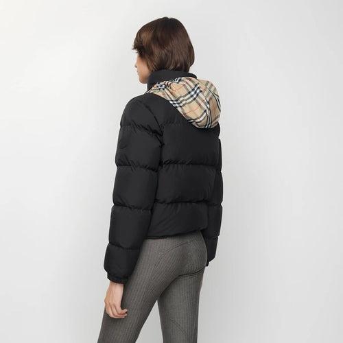 Burberry “Era Kensington” Signature Check-Trim Puffer Jacket