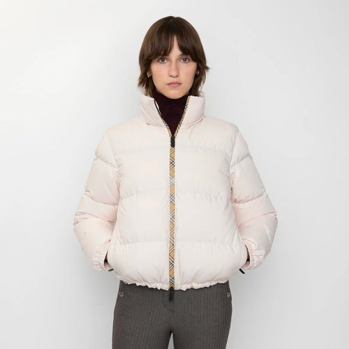 Burberry “Era Kensington” Signature Check-Trim Puffer Jacket