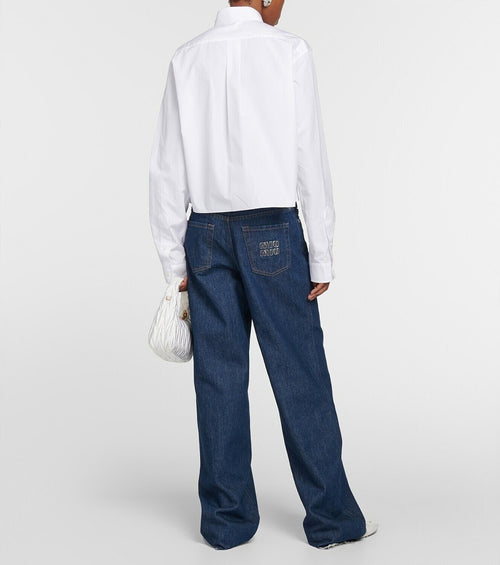 Miu Miu Cropped Poplin Utility Shirt – Blanc Signature