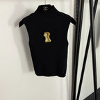 Schiaparelli “Clé du Palais” Sculpted Keyhole Ribbed Sleeveless Top