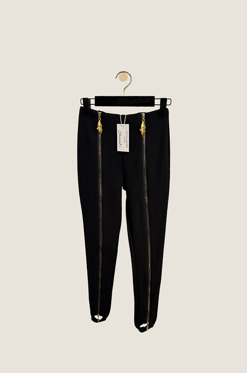 Schiaparelli “Orphée Doré” Sculpted Zip-Deco Cigarette Pant