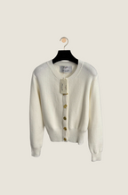 Schiaparelli “Boutons d’Or” Sculpted Gold-Button Knit Cardigan