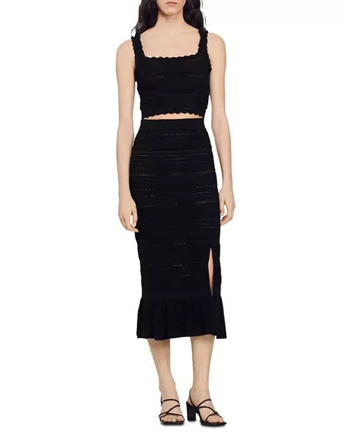 Sandro Noir Sculpt Knit Two-Piece Set