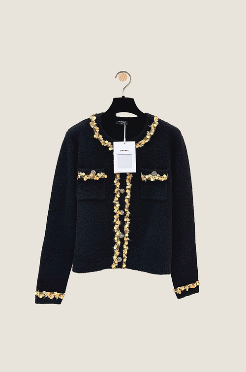 Chanel “Gilded Camélia Royale” Couture Embellished Bouclé Jacket
