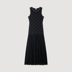 Sandro Nuit Étoilée Embellished Knit Midi Dress