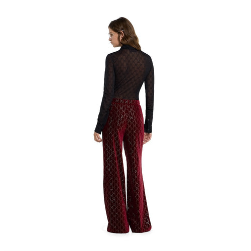 Gucci GG Velvet Wide-Leg Trousers – Bordeaux Royale