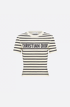 Christian Dior Navy & Ivory Striped Knit Tee