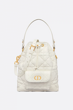 Dior Caro Bucket Bag in Cannage Calfskin with Gold-Tone Hardware – Ivory