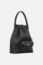 Christian Dior Small Caro Bucket Bag in Black Cannage Lambskin