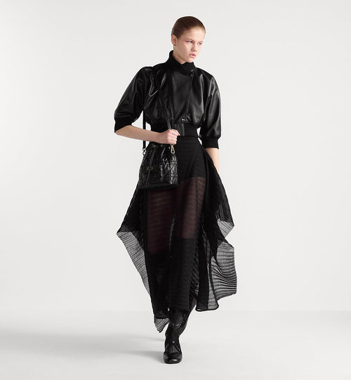 Christian Dior Small Caro Bucket Bag in Black Cannage Lambskin