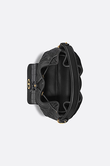 Christian Dior Small Caro Bucket Bag in Black Cannage Lambskin