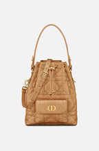 Christian Dior Small Caro Bucket Bag in Camel Cannage Lambskin