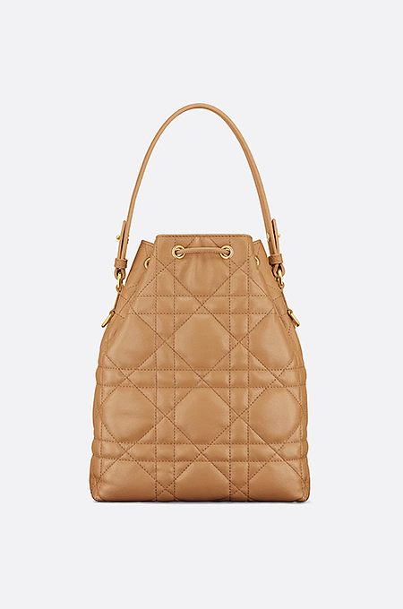 Christian Dior Small Caro Bucket Bag in Camel Cannage Lambskin