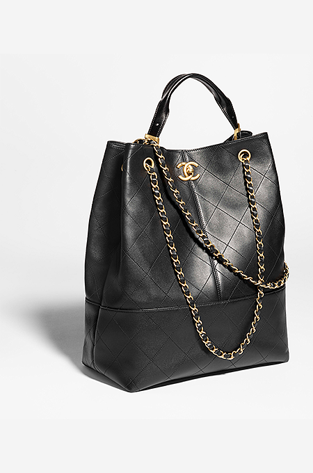 Chanel Classic Caviar Quilted Tote Bag with Gold Chain Shoulder Strap – Black