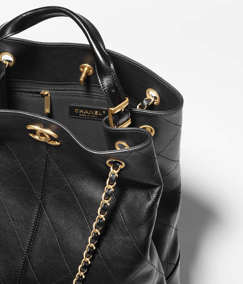 Chanel Classic Caviar Quilted Tote Bag with Gold Chain Shoulder Strap – Black