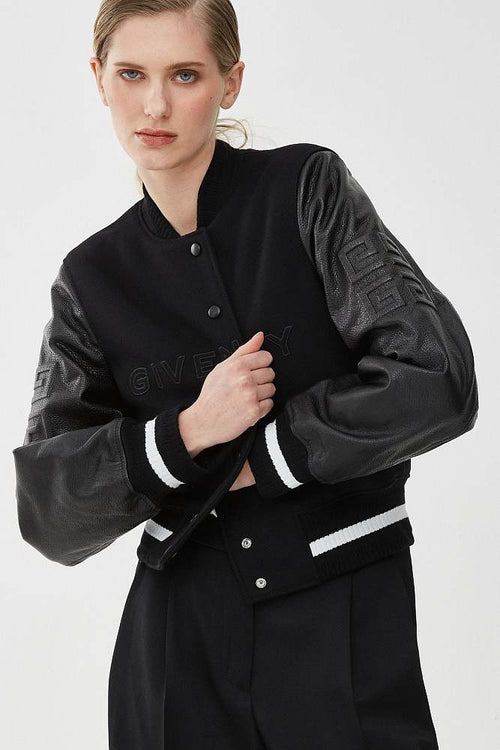 Givenchy Noir Monogram Varsity Leather Jacket