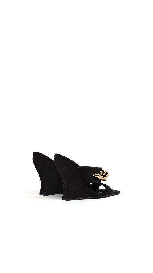 Alaïa Noir Sculptural Chain Wedge Sandals