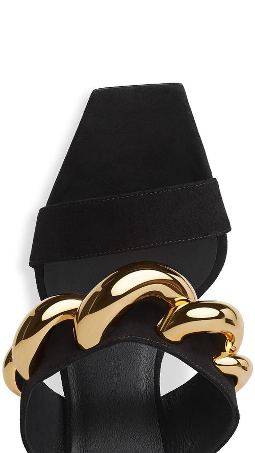 Alaïa Noir Sculptural Chain Wedge Sandals