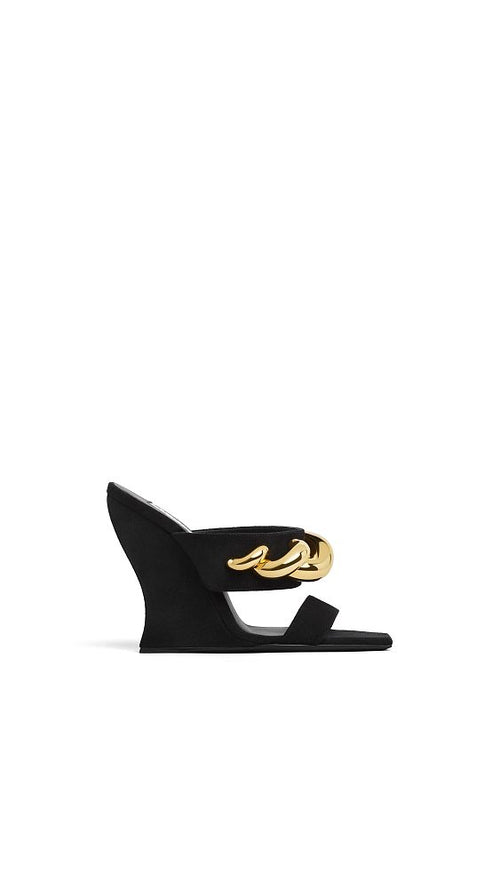 Alaïa Noir Sculptural Chain Wedge Sandals