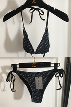 Balenciaga Allover Logo Triangle Bikini Set – Black (S-XL)