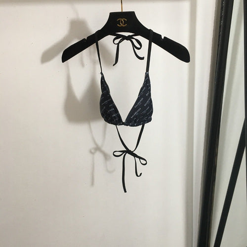 Balenciaga Allover Logo Triangle Bikini Set – Black (S-XL)