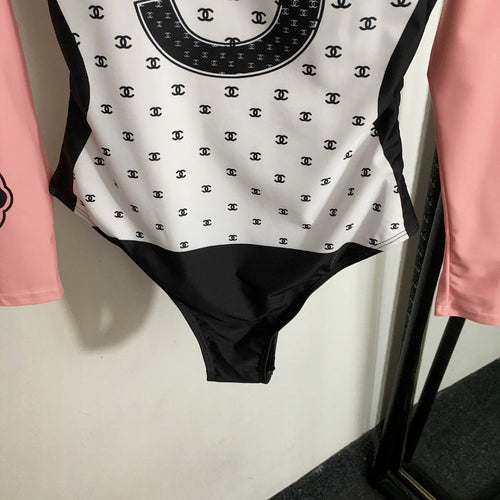 Chanel No.5 Long-Sleeve Monogram Swimsuit Bodysuit