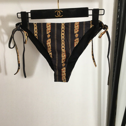 Versace Chain & Baroque Stripe Triangle Bikini Set