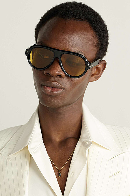 Tom Ford Fletcher Pilot Sunglasses with Iconic “T” Detail (Multiple Colors)