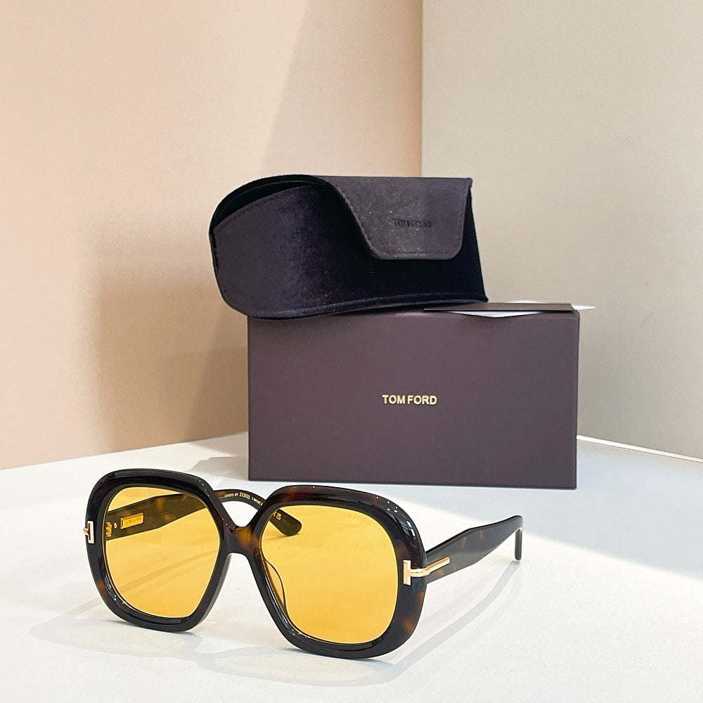 Tom Ford Georgia Oversized Square Sunglasses with Gold “T” Detail